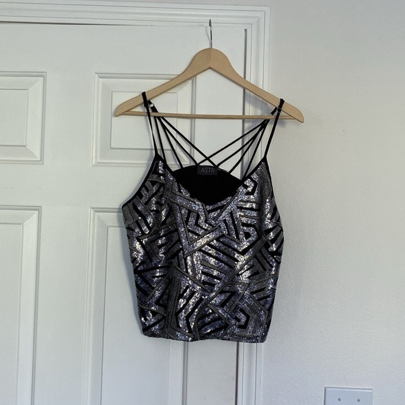 Astr the label black sequin cowl neck tank top. - Picture 11 of 13